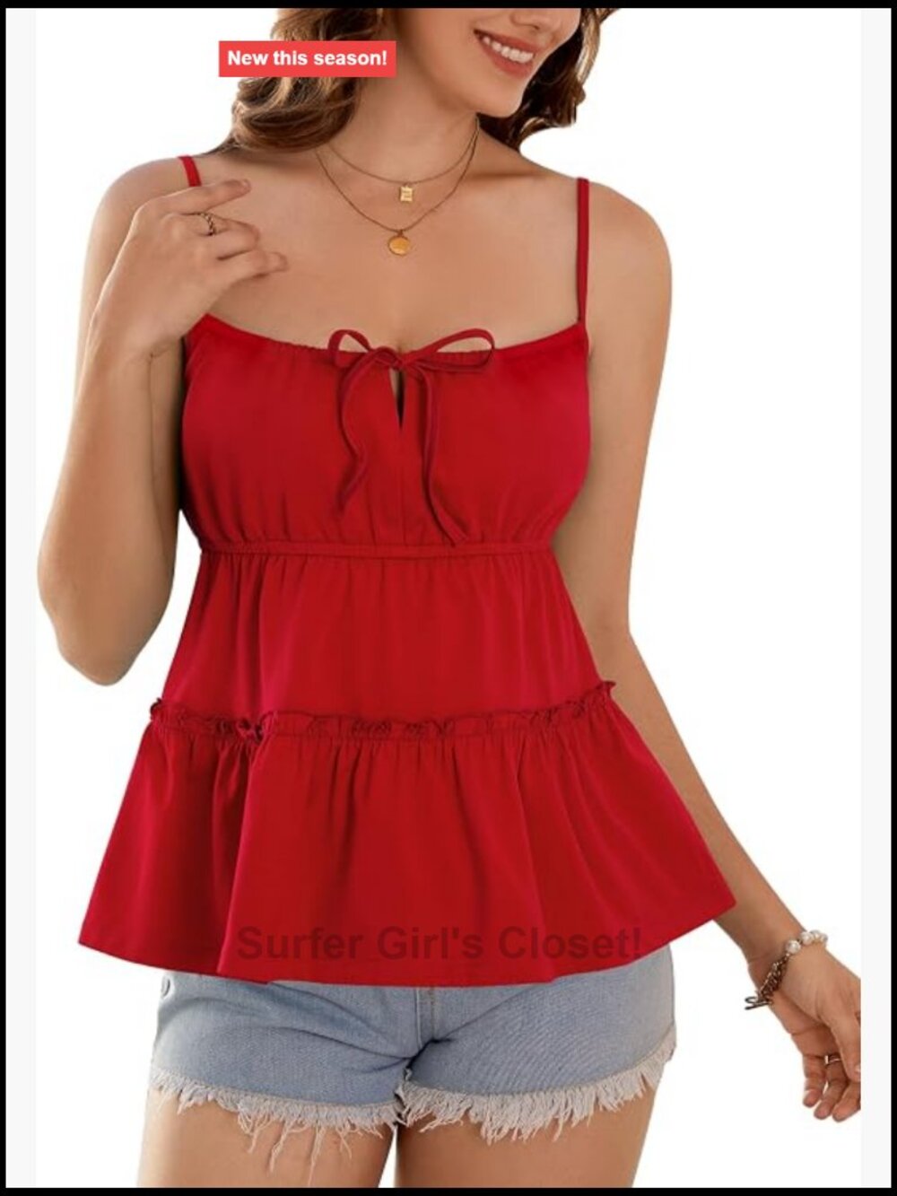 Women's Peplum Tank Top Cotton Spaghetti Strap Babydoll Camisole